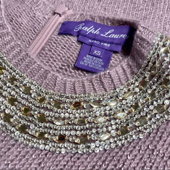 Ralph Lauren Pre-Fall ‘16 Hand Knit Embellished Jewel-neck Cashmere & Silk Shell - Picture 1 of 16